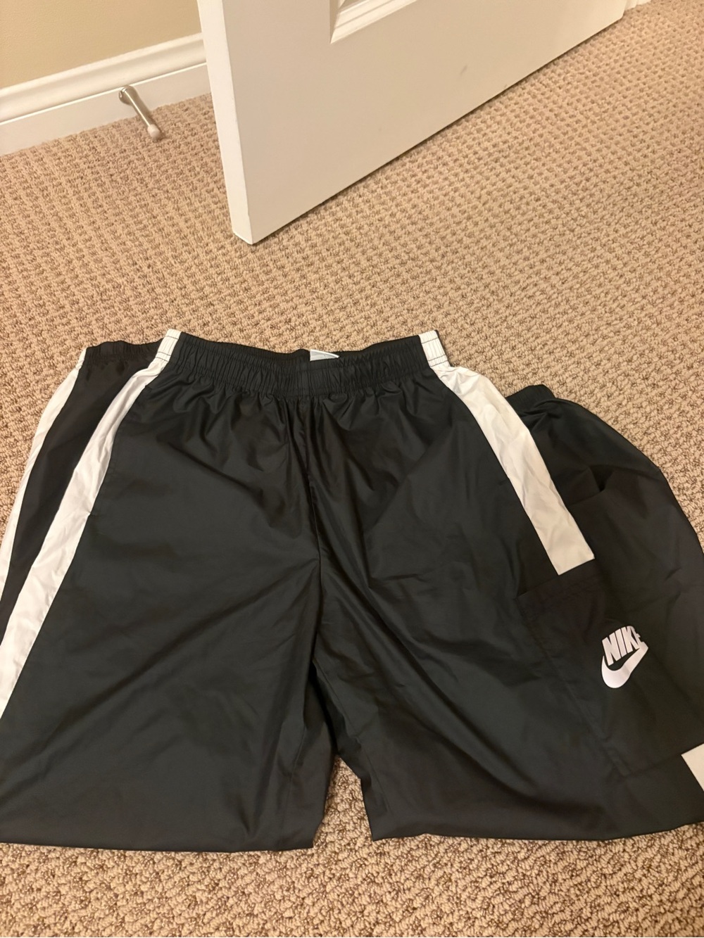 Nike Black Track Shorts with White Side Panels